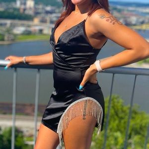 Asymmetrical satin dress